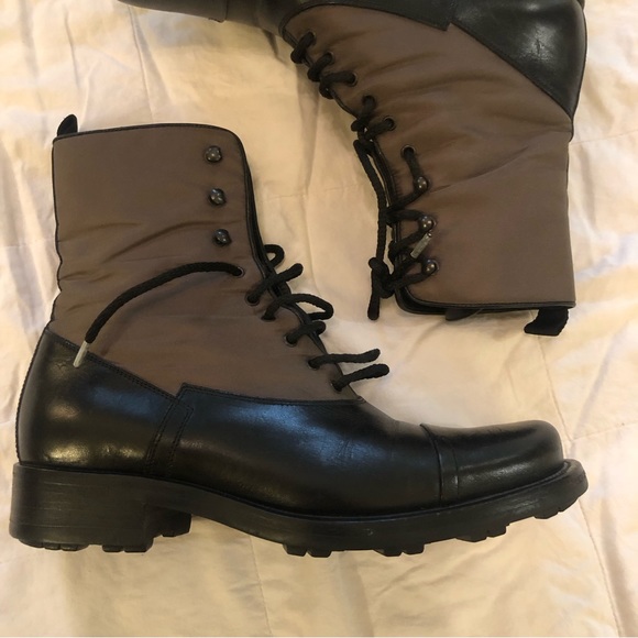 Prada leather combat boots, black/tan, EUC - Picture 5 of 9